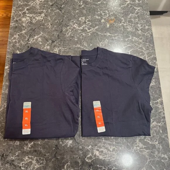NEW 2 Primark Navy Tagless Crewneck T-Shirts (XL)- Regular Fit - Picture 6 of 11